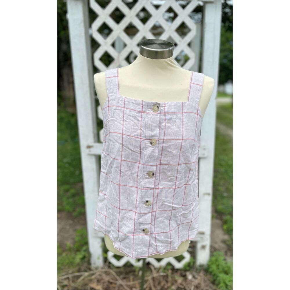 Liz Claiborne Small Vest Cream Plaid Buttons